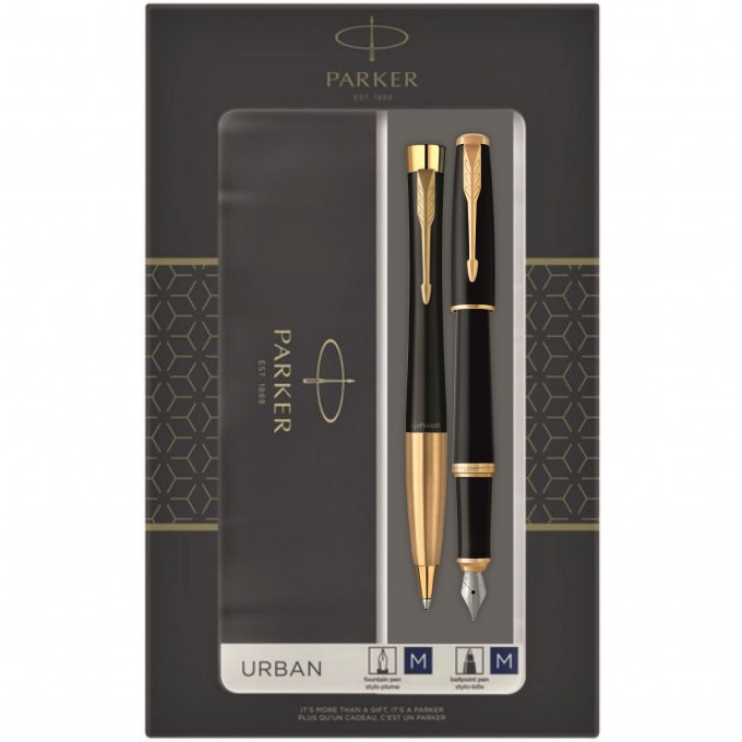 Набор ручек PARKER URBAN CORE - MUTED BLACK GT, ручка перьевая + ручка шариковая CW2093381