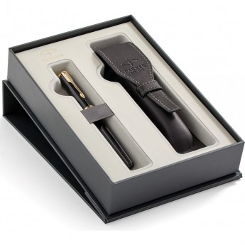 Подарочный набор PARKER: Перьевая ручка PARKER SONNET BLACK LACQUER GT + чехол из экокожи Подарочный набор PARKER: Перьевая ручка PARKER SONNET BLACK LACQUER GT + чехол из экокожи